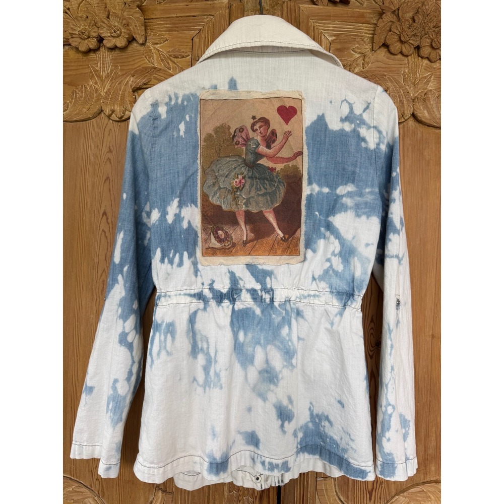 Upcycled Chambray Jacket Fairy Heart Art Patch Lightweight Cotton - Picture 7 of 11